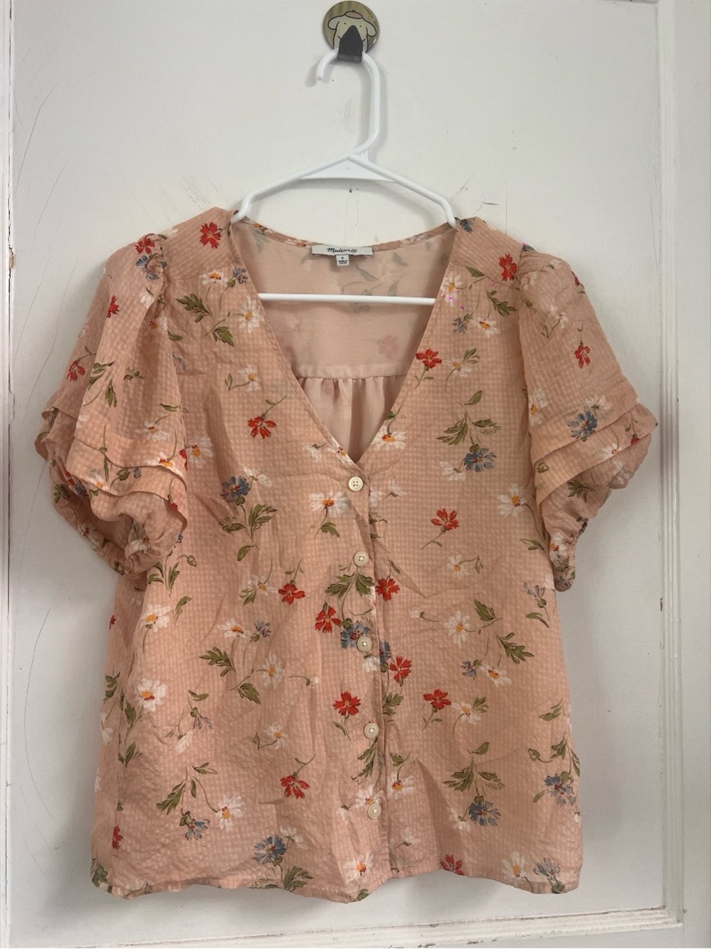 Madewell Silk Pembroke Top in Seaside Floral Size S